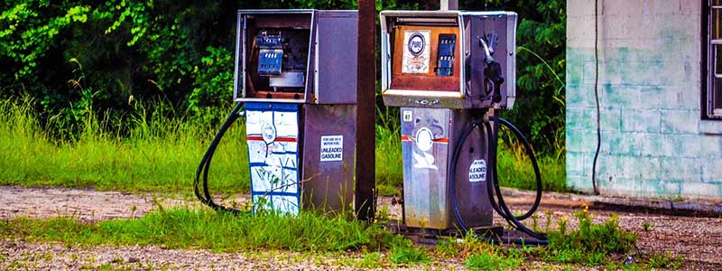 abandoned petrol station